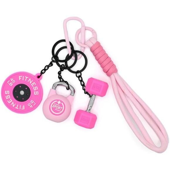 Dumbbell keychain set fitness gym bag charm workout accessory gift for men women - Picture 1 of 7